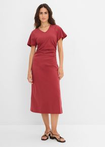bonprix Jerseykleid aus Baumwolle, rot, Gr.40/42 (M), Modernes Kleid mit weiten &Auml;rmeln und Schlitz, 100% Baumwolle