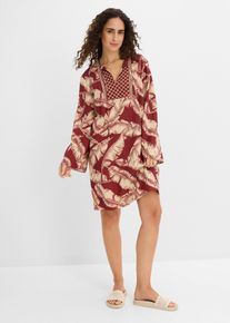 bonprix Tunika-Kleid aus flie&szlig;endem Viskose-Mix, rot, Gr.42, sommerliches Tunika-Kleid aus flie&szlig;endem Viskose-Mix mit Stickerei am Ausschnitt vorne, aus Viskose