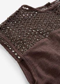 bonprix Top aus reinem Leinen, braun, Gr.44/46 (L), modernes Premium Top in sch&ouml;ner Lochstickerei und 100% Leinen, aus Leinen