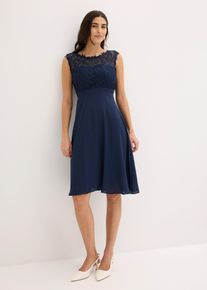 bonprix Minikleid mit Spitze, blau, Gr.44, Elegantes Abendkleid mit zarter Spitze und R&uuml;cken-Cut-Out