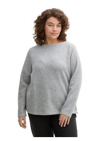 Tom Tailor sheego Gro&szlig;e Gr&ouml;&szlig;en Fleecepullover, medium silver grey melange, Gr&ouml;&szlig;e 46 - Damen