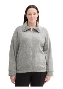 Tom Tailor sheego Gro&szlig;e Gr&ouml;&szlig;en Sweatjacke, grey heringbone boucle, Gr&ouml;&szlig;e 52 - Damen