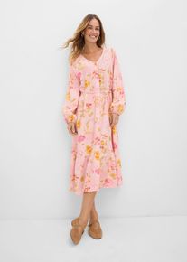 bonprix Midikleid aus softem Viskose-Mix, rosa, Gr.54, sch&ouml;nes Midikleid mit Druck