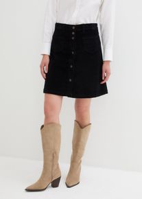bonprix Stretch-Cordrock mit Knopfleiste, schwarz, Gr.40, Sch&ouml;ner Cordrock mit Stretch, aus Cord