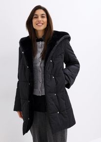 bonprix Steppjacke mit Fellimitatbesatz, schwarz, Gr.38, zeitlose Steppjacke mit Pelz-Detail