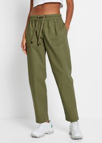 bonprix Schlupfhose aus luftigem Leinen-Mix, gr&uuml;n, Gr.36, Bequeme Hose mit Gummibund und aufgesetzten Taschen, 55% Leinen (verifiziert)