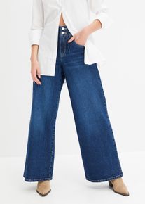 bonprix Wide Leg Jeans High Waist, blau, Gr.54, Weite Jeans mit hohem Bund, 99% Baumwolle