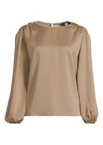 LANDS' END Satin Langarm-Bluse, Damen,  Beige, Polyester-Mischung, by Lands' End