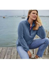 LANDS' END Anyweather Fleece-Pullover mit Rei&szlig;verschluss, Damen,  Blau, Polyester, by Lands' End