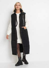 bonprix Outdoor-Weste mit Bionic-Finish, schwarz, Gr.34, Long-Weste mit Anh&auml;ngerdetail