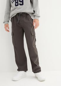 bonprix Loose Fit Cargo-Schlupfhose aus reiner Baumwolle Straight, grau, Gr.176, Coole Loose Fit Cargohose in Baggyform f&uuml;r Jungen mit elastischem Bund, aus 100% Baumwolle