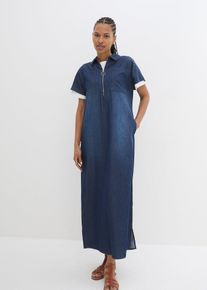 bonprix Maxi-Jeanskleid, blau, Gr.50, Lockeres Maxi-Jeanskleid, 100% Baumwolle (organic)