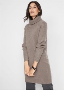 bonprix Longpullover mit Rollkragen, braun, Gr.40/42 (M), Langer Rollkragen-Pullover mit Rippen-&Auml;rmeln