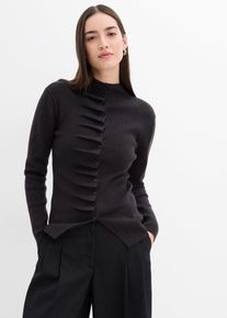 bonprix Feinstrickjacke aus softem Viskose-Mix, grau, Gr.36/38 (S), Cardigan mit geraffter Knopfleiste, aus Viskose