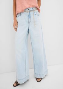 bonprix Wide-Leg-Jeans High Waist, blau, Gr.46, Wide-Leg-Jeans High Waist, 66% Baumwolle