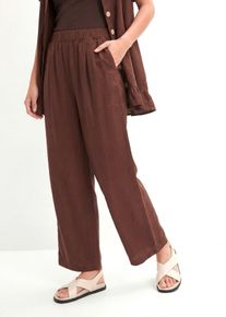 bonprix Culotte aus Leinen-Mix, braun, Gr.46, Culotte mit hochgeschnittenem Bequembund in 7/8-L&auml;nge, aus Leinen,Viskose