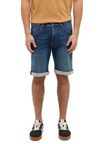 bonprix Mustang Chicago Slim Fit Stretch-Bermuda, blau, Gr.40, Moderne Slim Fit Jeans-Bermuda im Used Look mit Stretch-Komfort und klassischem 5-Pocket-Style, 83% Baumwolle