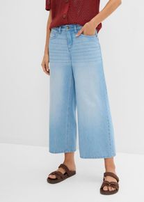 bonprix Wide-Leg-Jeans Mid Waist Bequembund, blau, Gr.50, Wide-Leg-Jeans Mid Waist, Bequembund, aus 100% Baumwolle