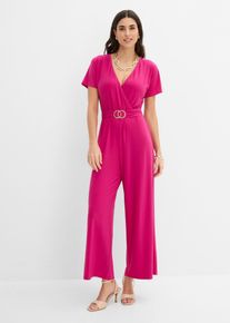 bonprix Jersey-Jumpsuit, pink, Gr.48/50 (XL), Moderner Jumpsuit mit G&uuml;rtel