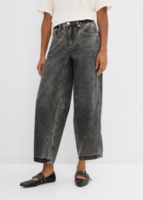 bonprix Balloon-Jeans Mid Waist Super Soft cropped, grau, Gr.52, Balloon-Jeans Mid Waist, cropped, 66% Baumwolle