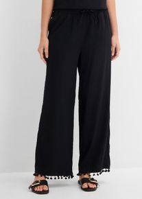 bonprix Schlupfhose aus flie&szlig;endem Viskose-Mix, schwarz, Gr.36, Sch&ouml;ne Schlupfhose mit verziertem Saum, aus Viskose