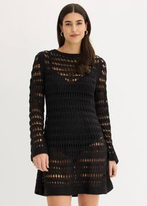 bonprix H&auml;kel-Kleid, schwarz, Gr.36/38 (S), Stylisches Kleid mit toller Passform