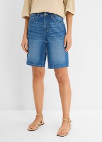bonprix Jeans-Bermuda Mid Waist Bequembund, blau, Gr.48, Jeans-Bermuda Mid Waist, Bequembund, aus 100% Baumwolle