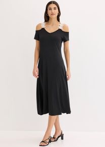 bonprix Jerseykleid mit H&auml;kelspitze, schwarz, Gr.36/38 (S), Stylisches Kleid mit toller Passform und tiefem Ausschnitt