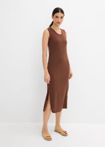 bonprix Leichtes Strickkleid aus Viskose-Mix, braun, Gr.52/54 (XXL), gerade geschnittenes Strickkleid mit Schlitz, aus Viskose
