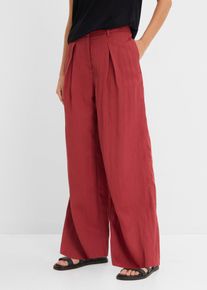 bonprix Sommerliche Bundfaltenhose aus Viskose-Mix, rot, Gr.48, locker geschnittene Marlenehose mit B&uuml;gelfalten, aus Viskose