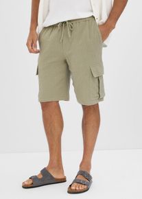 bonprix Regular Fit Cargobermuda aus luftigem Musselin, grau, Gr.54, Moderne Schlupf-Bermuda mit Cargotaschen, aus 100% Baumwolle,Musselin