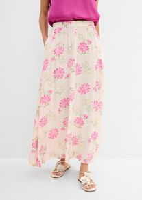bonprix Maxirock aus reiner Viskose, rosa, Gr.38, Bequemer Maxi-Rock mit Gummizug und h&uuml;bschen Bl&uuml;ten Print