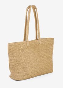 bonprix Shopper in Strohoptik, beige, Gr.35x40 cm, Vielseitig kombinierbarer Shopper in Strohoptik, perfekt f&uuml;r den Sommer.