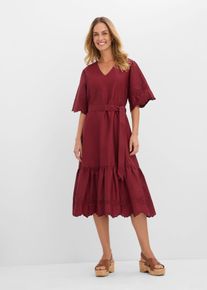 bonprix Midikleid aus reiner Baumwolle, rot, Gr.50, Mit kurzen &Auml;rmeln und Bindeband, aus 100% Baumwolle