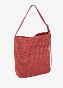 bonprix Beuteltasche in Strohoptik, rot, Gr.37x40 cm, Sch&ouml;ne, sommerliche Beuteltasche in Strohoptik - ein idealer Shoppingbegleiter.