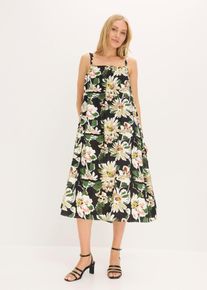 bonprix Midikleid aus softem Viskose-Mix, schwarz, Gr.38, Mit Druck und lockerer Passform