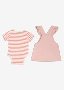 bonprix Body und Latzkleid aus reiner Baumwolle (2-tlg.Set), rosa, Gr.68/74, 2-Teiliges Set mit Latzkleid und Body, Body: 100% Baumwolle