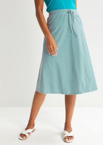 bonprix Jersey-Rock mit Streifen knieumspielend, petrol, Gr.56/58 (3XL), Knieumspielender Rock mit asymmetrischen Streifen, 95% Baumwolle (organic)
