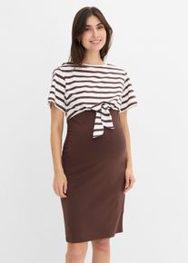 bonprix 3-in-1 Umstands- und Stillkleid mit Shirt (2-tlg. Set), braun, Gr.48/50 (XL), Kleid und separates Shirt f&uuml;r die Schwangerschaft und danach, 95% Baumwolle (organic)