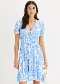 bonprix Jerseykleid mit tiefem Ausschnitt, wei&szlig;, Gr.36/38 (S), Stylisches Kleid mit toller Passform