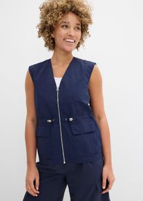 bonprix Weste, blau, Gr.54, Weste mit weitenregulierung in der Taille