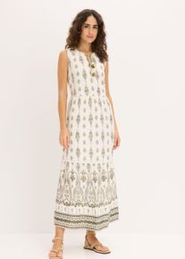 bonprix Maxikleid aus flie&szlig;ender Viskose, wei&szlig;, Gr.40, Ohne &Auml;rmel und mit Bindeband am Ausschnitt