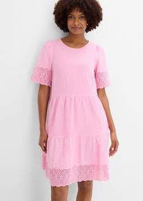 bonprix Kleid aus Musselin mit Lochstickerei, rosa, Gr.36, Ein tolles Piece f&uuml;r den Sommer, aus 100% Baumwolle,Musselin
