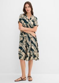 bonprix Midi Kaftan-Kleid aus flie&szlig;ender Viskose, gr&uuml;n, Gr.44, Lockeres Midi-Kleid mit Printdesign