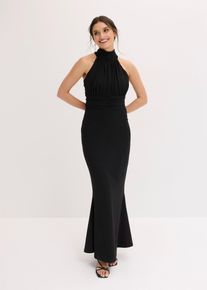 bonprix Abendkleid aus strukturiertem Crep&eacute;, schwarz, Gr.38, Maxikleid im Mermaid-Form aus strukturiertem Crep&eacute; mit Kragen und Binde-Detail hinten aus feinem Chiffon