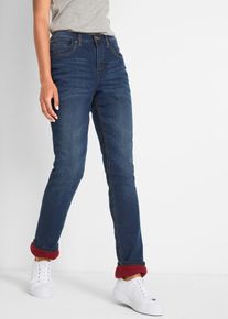 bonprix Straight-Jeans High Waist Thermo, blau, Gr.44, Gef&uuml;tterte Stretch-Jeans im Five-Pocket-Schnitt, 66% Baumwolle