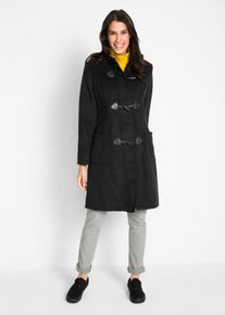 bonprix Dufflecoat in Wolloptik, schwarz, Gr.52, Sch&ouml;ner Dufflecoat mit auffallenden Knebelkn&ouml;pfen umspielt die Figur