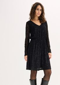 bonprix Jerseykleid aus Samt, schwarz, Gr.48/50 (XL), Modernes Kleid mit Druck aus Samt