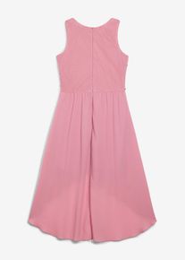 bonprix Vokuhila-Kleid, rosa, Gr.146, Elegantes, &auml;rmelloses Partykleid mit funkelnden Pailletten und mehrlagigem Rock