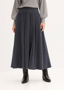 bonprix Midirock aus softem Viskose-Mix, blau, Gr.36, Faltenrock in Midi-L&auml;nge mit seitlichen Taschen